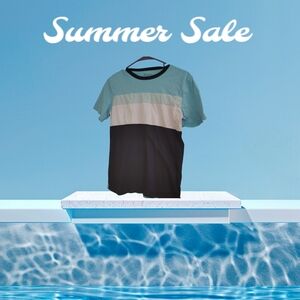 Place Aqua and Black KIDS Tee SIZE 10/12 SHORT SLEEVE, BEACH, STYLISH, COMFY